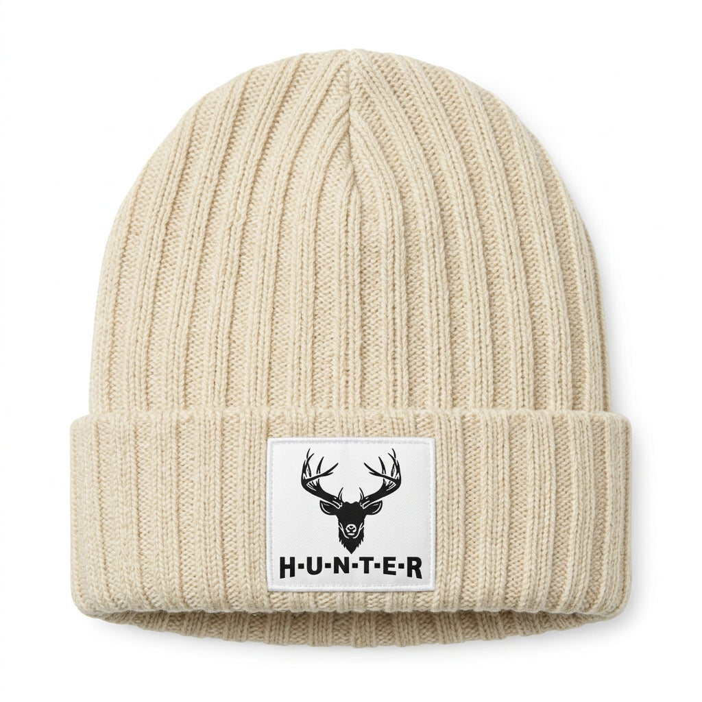 Gorro Beanie SM Tejido Con Parche Urbano - Beige Raccoon