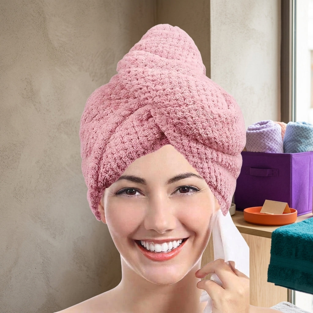 Gorro Secado Rápido Toalla Anti-Frizz Turbante Absorbente
