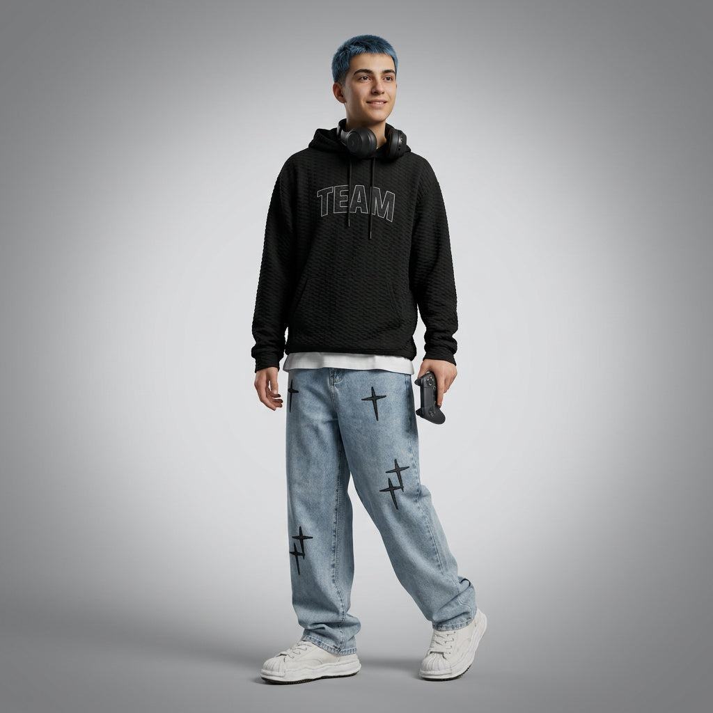 Jeans Hombre Boyfriend Vintage Cargo Suelto Estampado Estrel