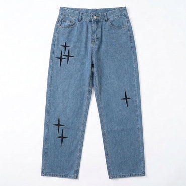Jeans Hombre Boyfriend Vintage Cargo Suelto Estampado Estrel