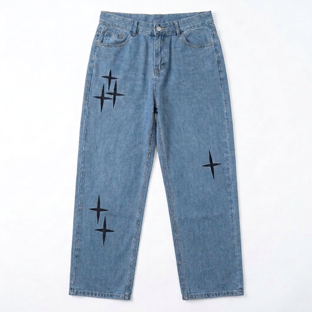Jeans Hombre Boyfriend Vintage Cargo Suelto Estampado Estrel