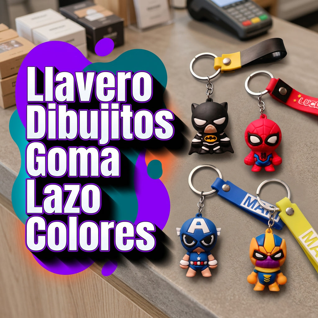 Llavero goma con lazo dibujitos