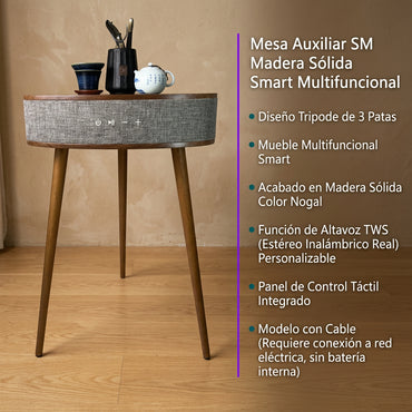 Mesa Auxiliar SM Madera Sólida Smart Multifuncional