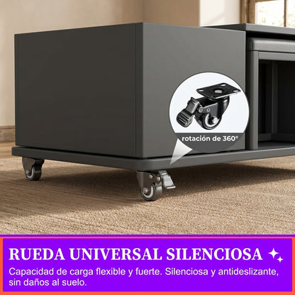 Mesa De Centro Elevable Extensible Con 4 Taburetes Y Almacenamiento