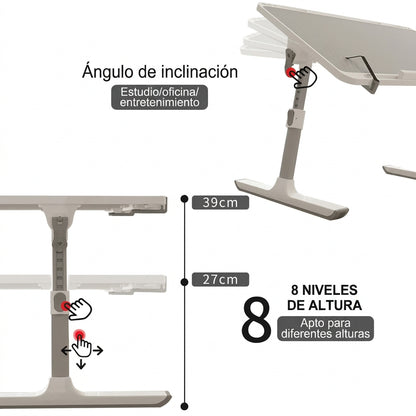 Mesa Plegable Elevable + ventilador + led  y Soporte. 