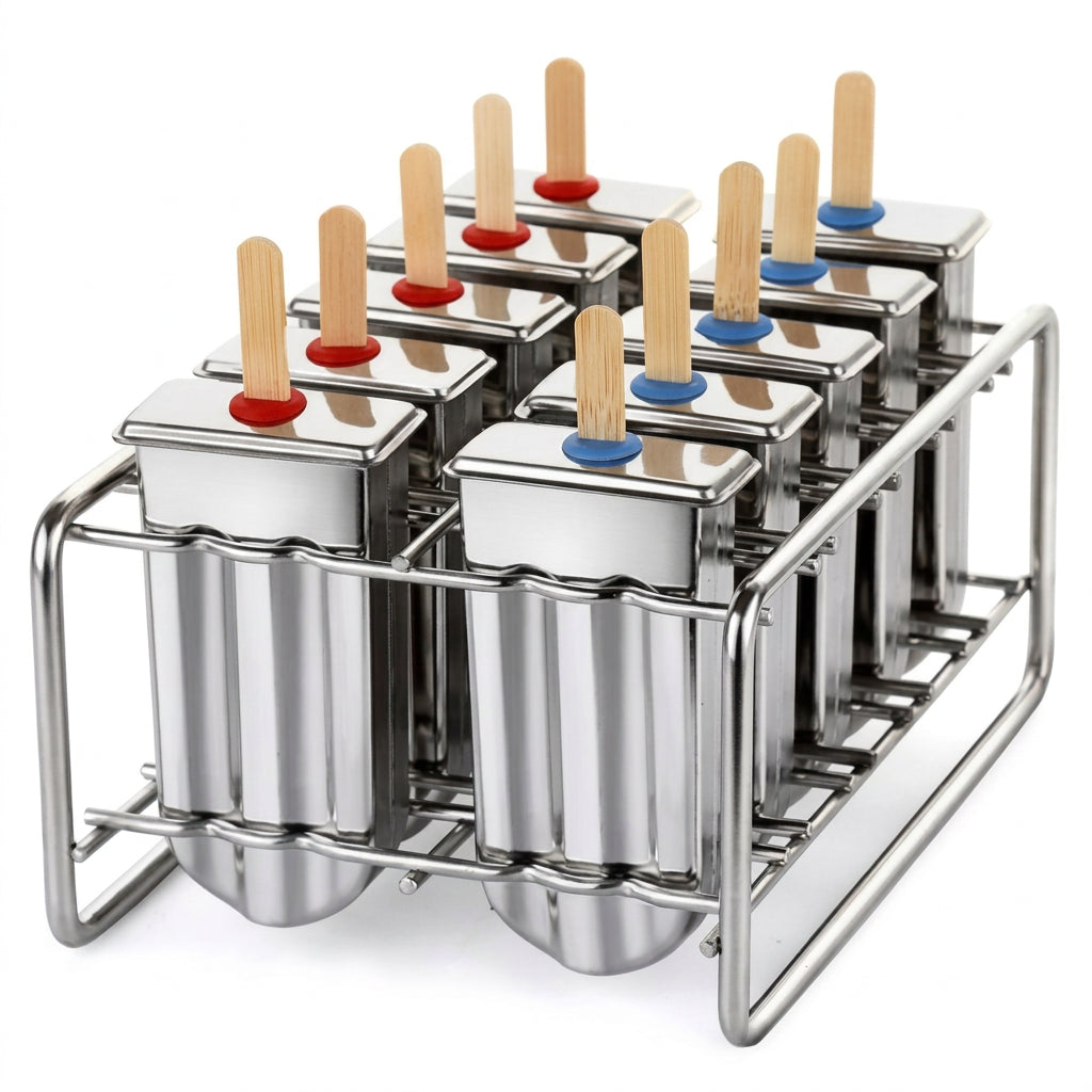 Molde de acero inoxidable para helado en barra 10 piezas