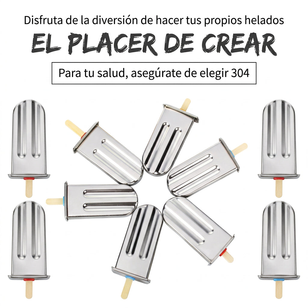 Molde de acero inoxidable para helado en barra 10 piezas