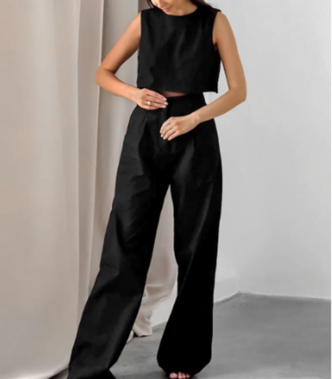 Conjunto dama lino top y pantalon elefante