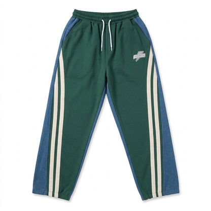Pantalones Hombre Trap Suelto Algodón Patchwork Rayas