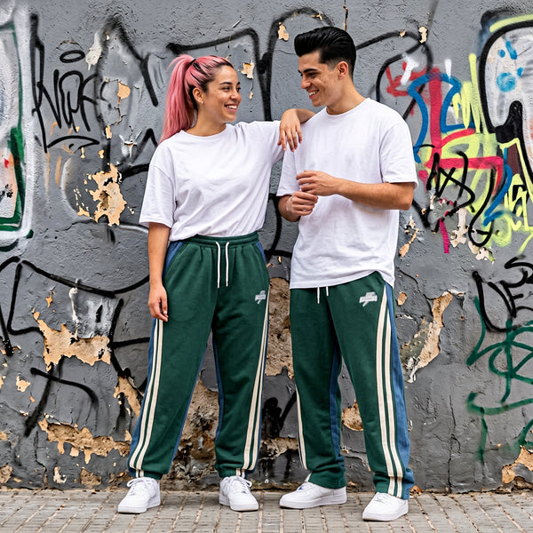 Pantalones Hombre Trap Suelto Algodón Patchwork Rayas