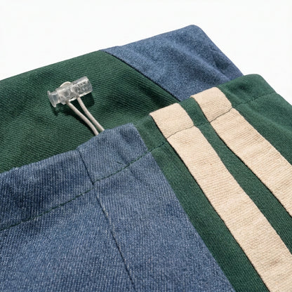 Pantalones Hombre Trap Suelto Algodón Patchwork Rayas