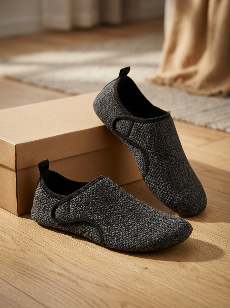 Pantuflas de hombre para interior, casuales, con cordones y velcro, cálidas y cómodas para el hogar.