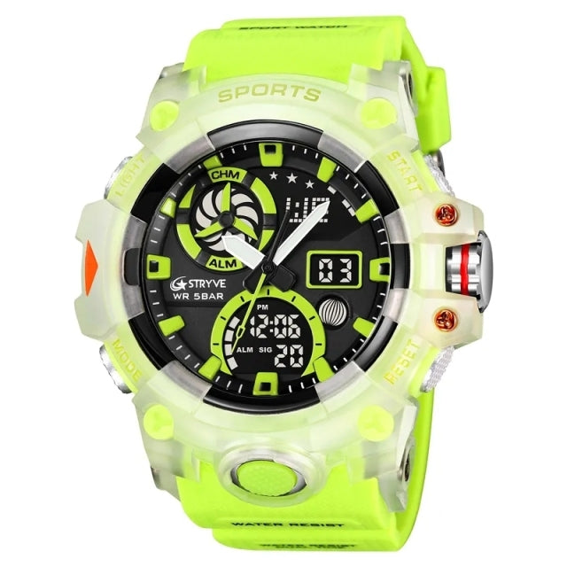 Reloj hombre Stryve deportivo con cronometro fluo