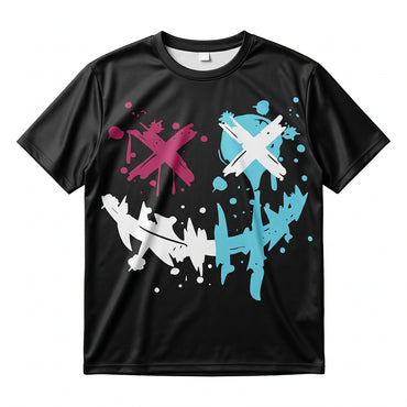 Remera de hombre de verano casual, de corte holgado, con estampado de cara feliz