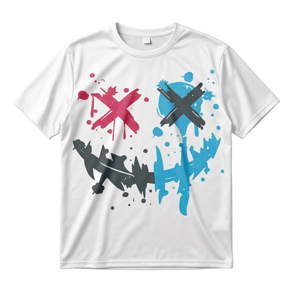 Remera de hombre de verano casual, de corte holgado, con estampado de cara feliz