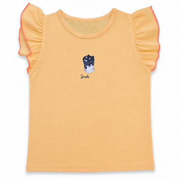Remera niña lisa manga con volado