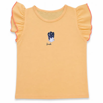 Remera niña lisa manga con volado