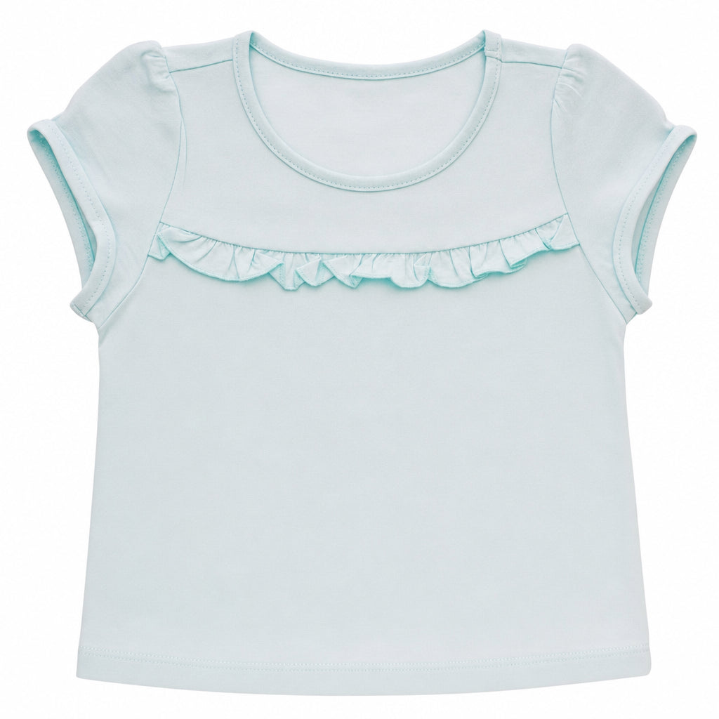 Remera niña lisa manga con volado