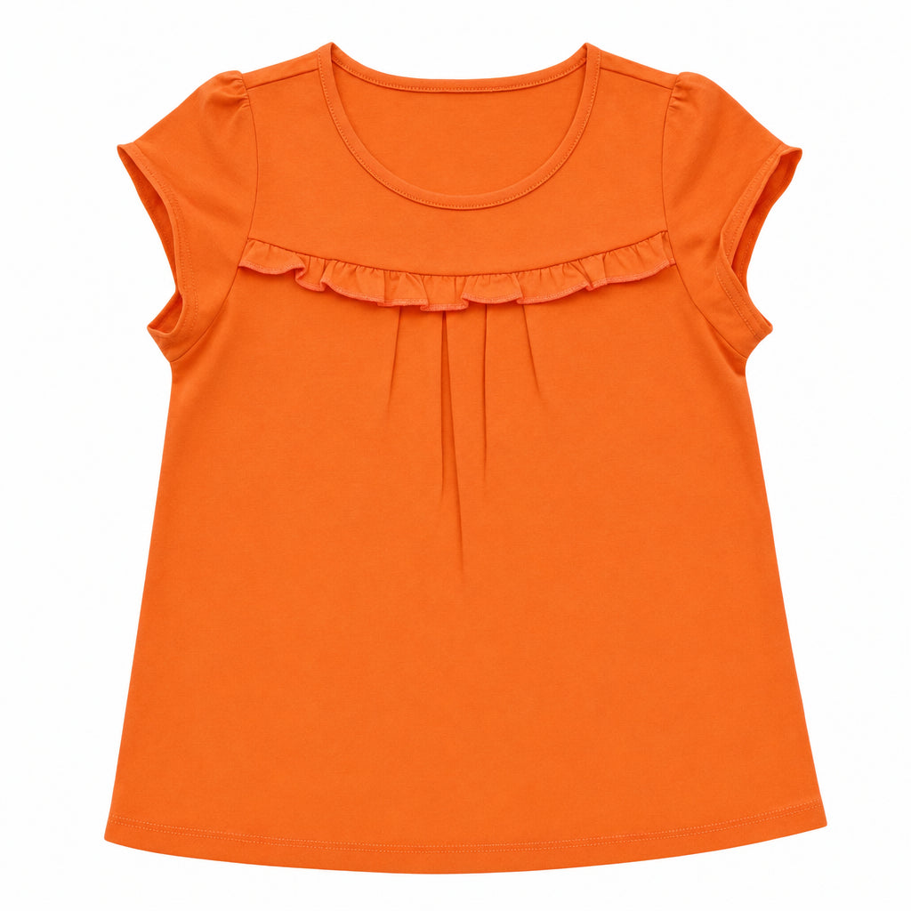 Remera niña lisa manga con volado