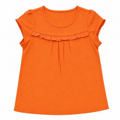 Remera niña lisa manga con volado