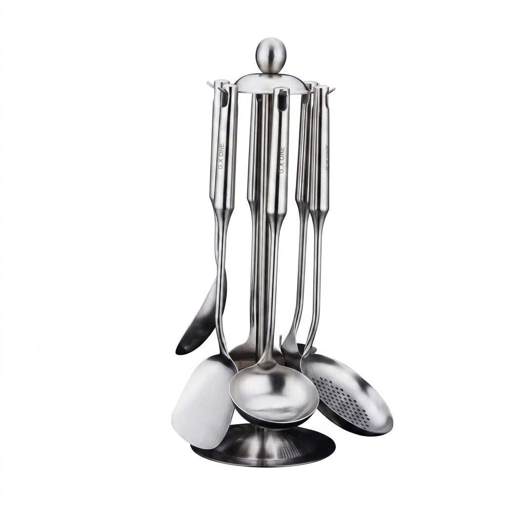 Set de 5 Utensilios de Cocina de Acero Inoxidable, Antiadherente, con Cucharas y Espátulas