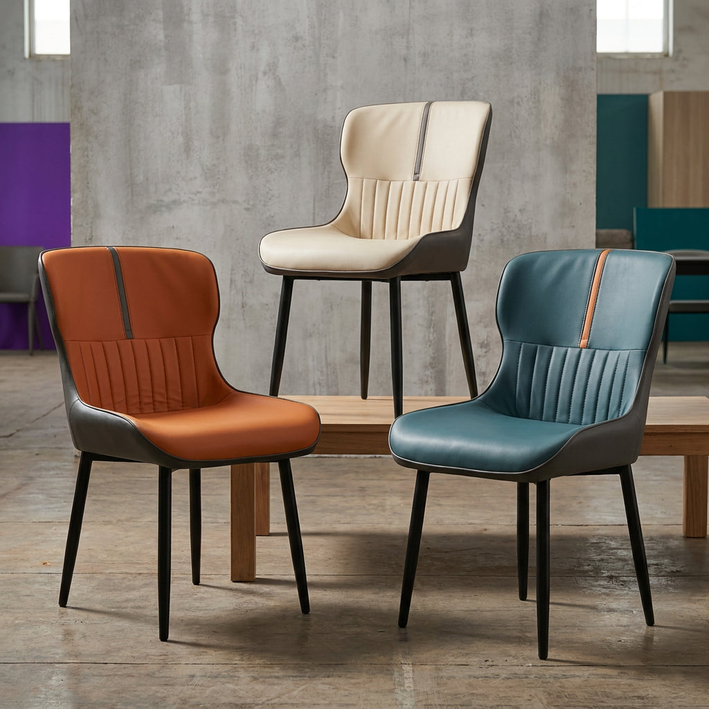 Silla De Comedor De Lujo En Cuero PU Acolchada Moderna