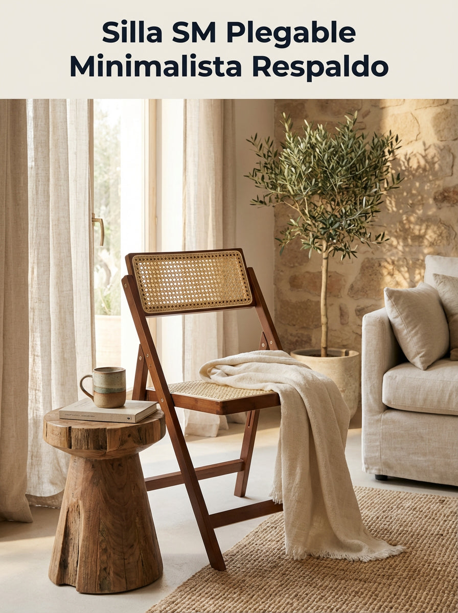 Silla Plegable Minimalista con Respaldo. Ideal para Comedor, Sala o Escritorio