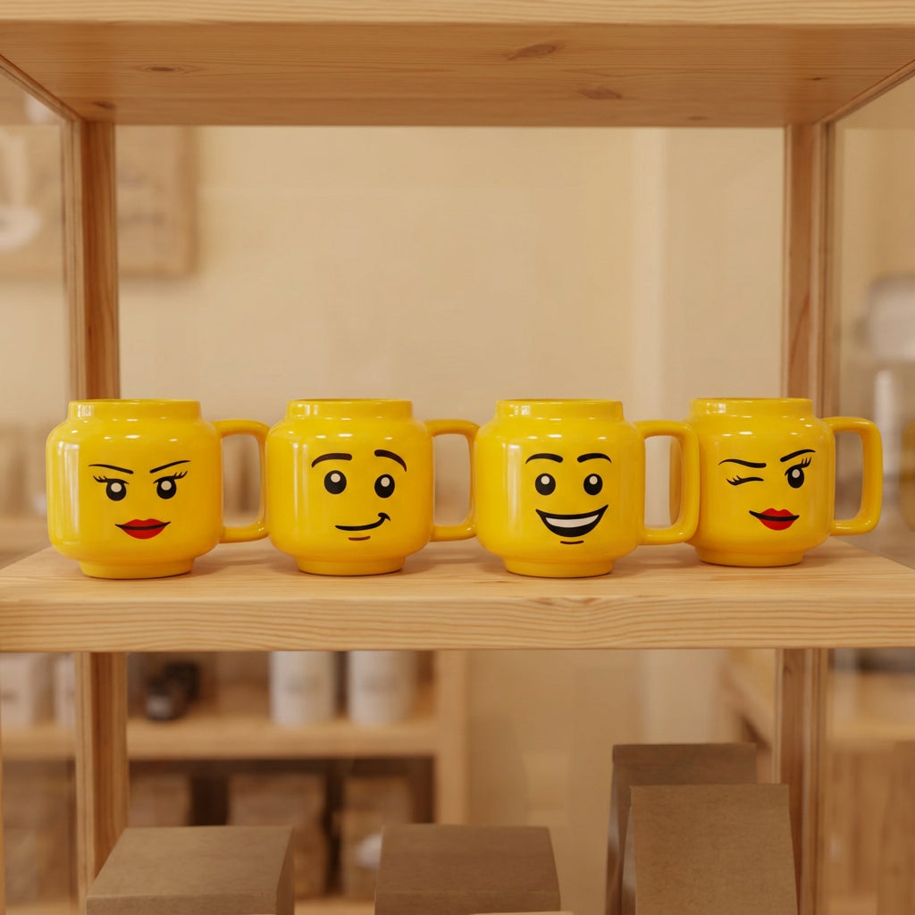 Taza Cerámica Smiley Face con Asa Expresiva