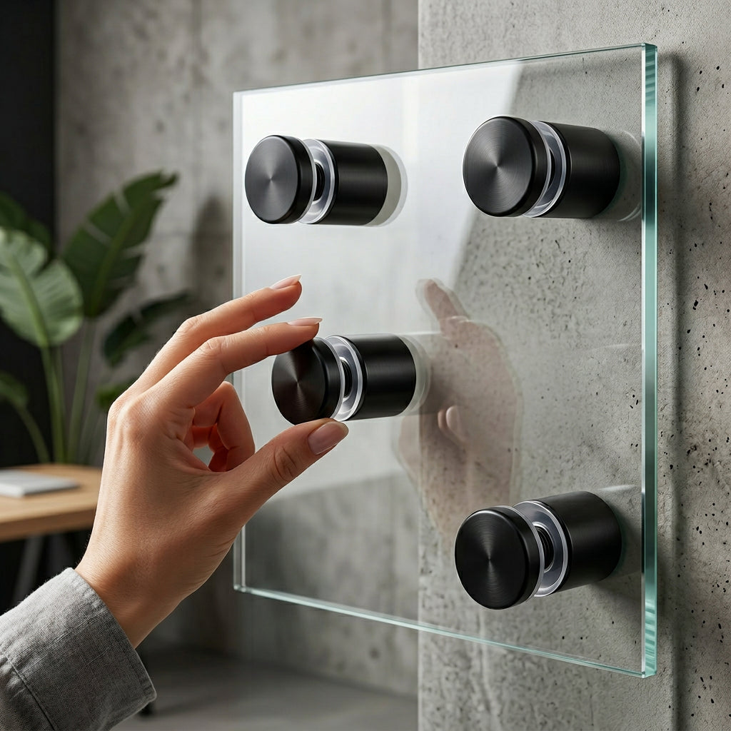Tornillos decorativos de acero inoxidable negro, clavos dorados cepillados acrílicos. Ideales para fijación de vidrio, espejos y paneles publicitarios personalizados.