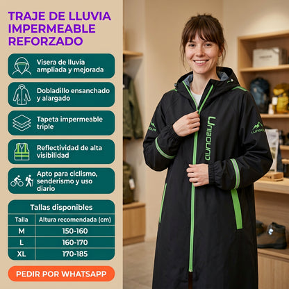 Traje de Lluvia Impermeable Reforzado para Adultos con Bandas Reflectivas, ideal para Moto, Ciclismo y Viajes.