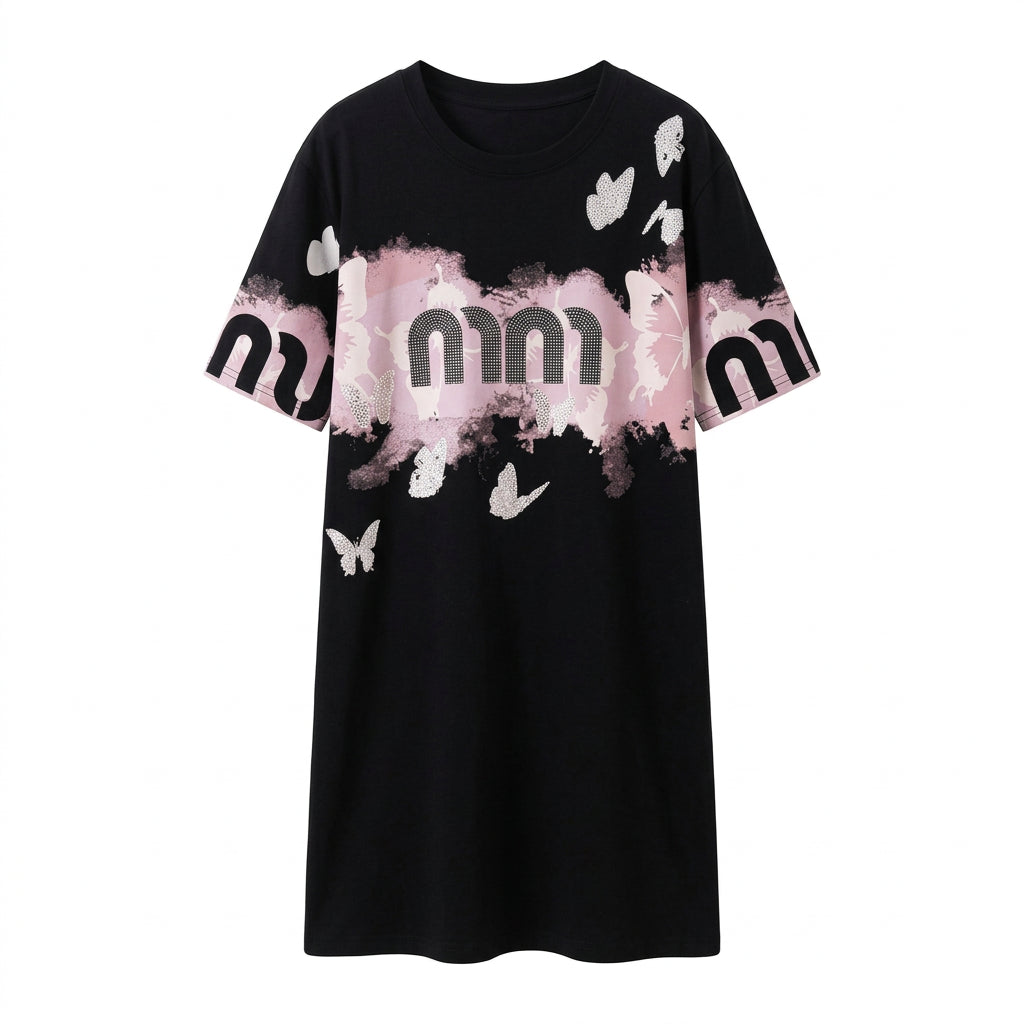 Vestido Buzo Con Capucha Manga Corta Estampado Letras Holgado Largo Medio Estilo Coreano Para Mujer Nuevo