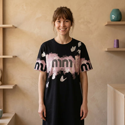Vestido Buzo Con Capucha Manga Corta Estampado Letras Holgado Largo Medio Estilo Coreano Para Mujer Nuevo