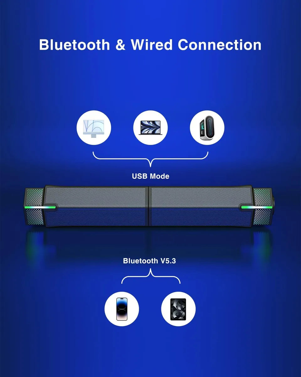 Altavoz gamer Bluetooth estilo barra con luces RGB noyo