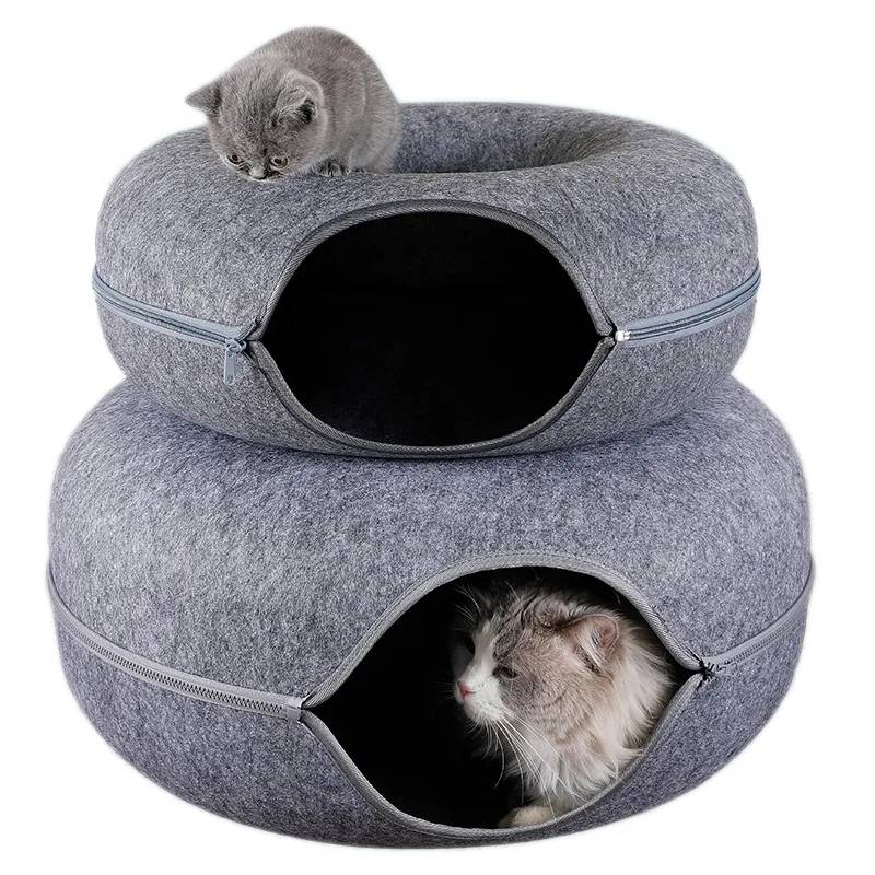 Cama para para gatos c/tunel Gris