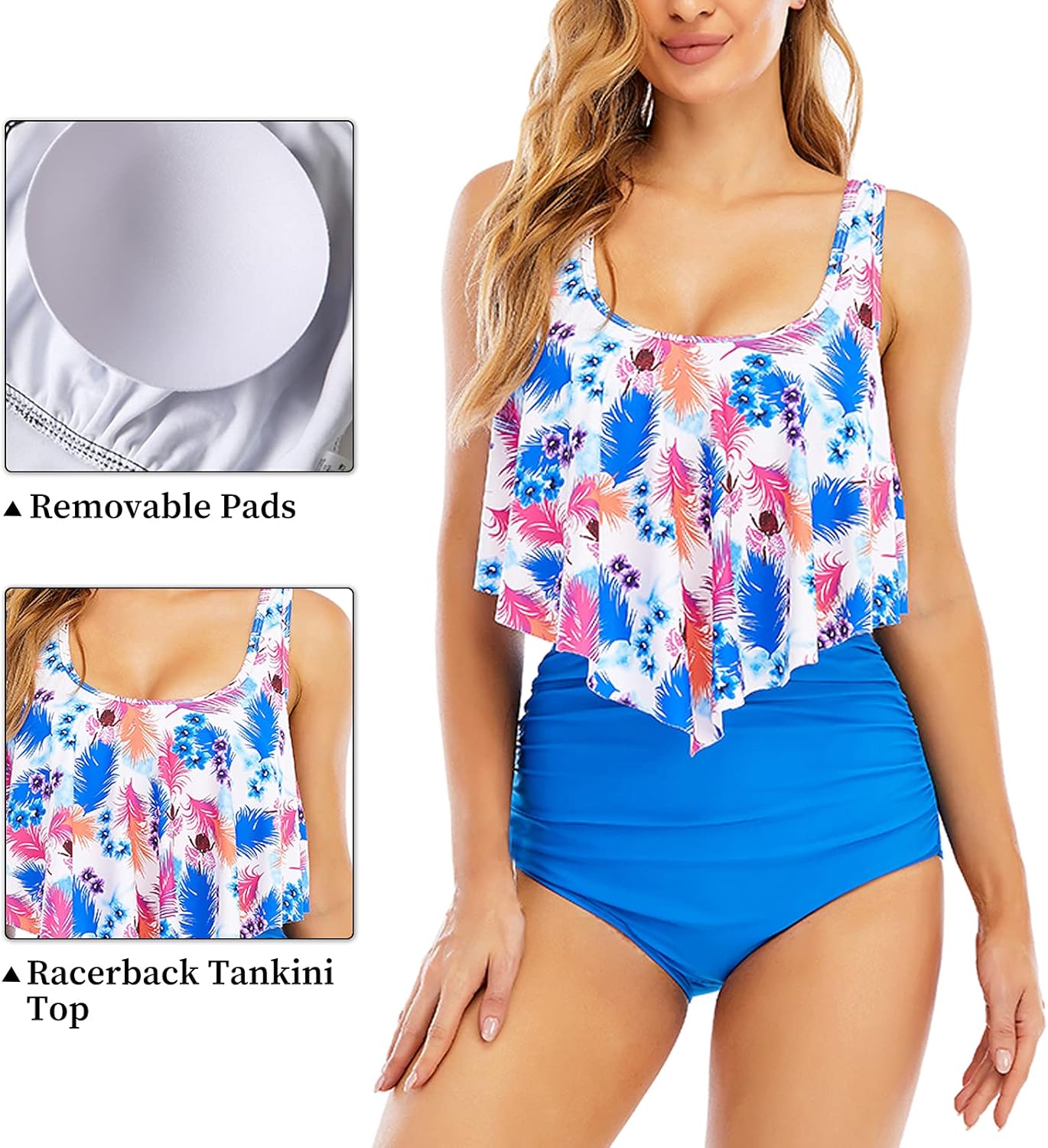 Bikini TA liso celeste top con volado carioca