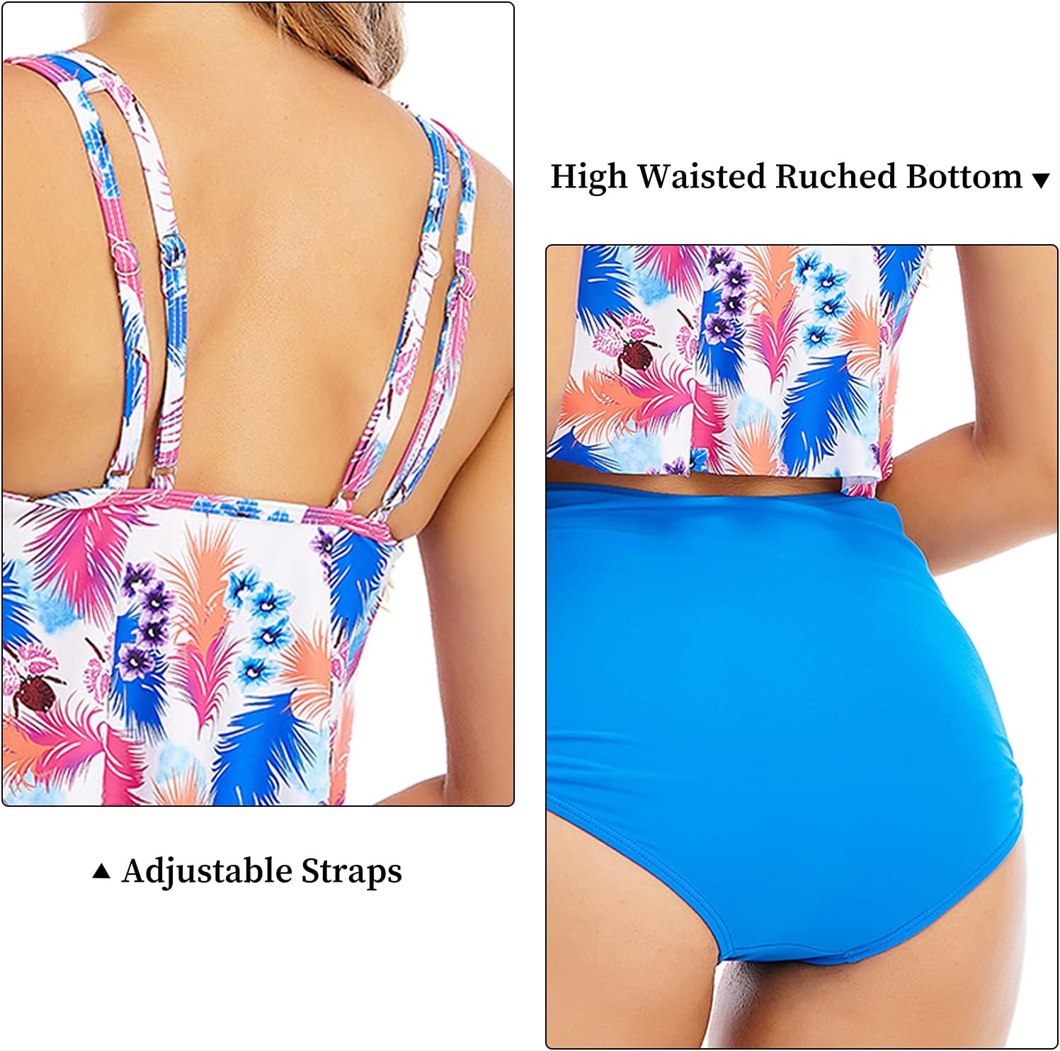 Bikini TA liso celeste top con volado carioca