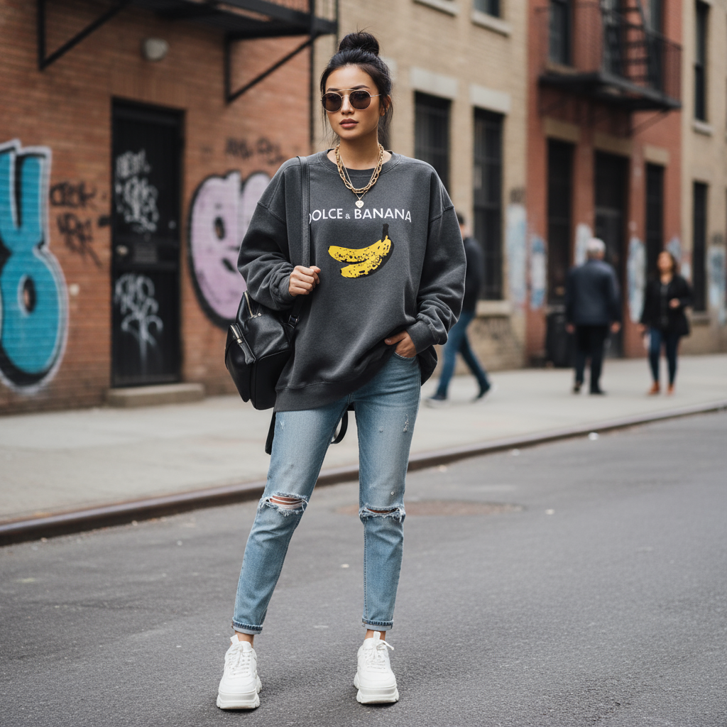 Buzo dama dolce y banana algodón