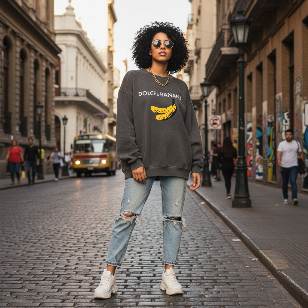 Buzo dama dolce y banana algodón