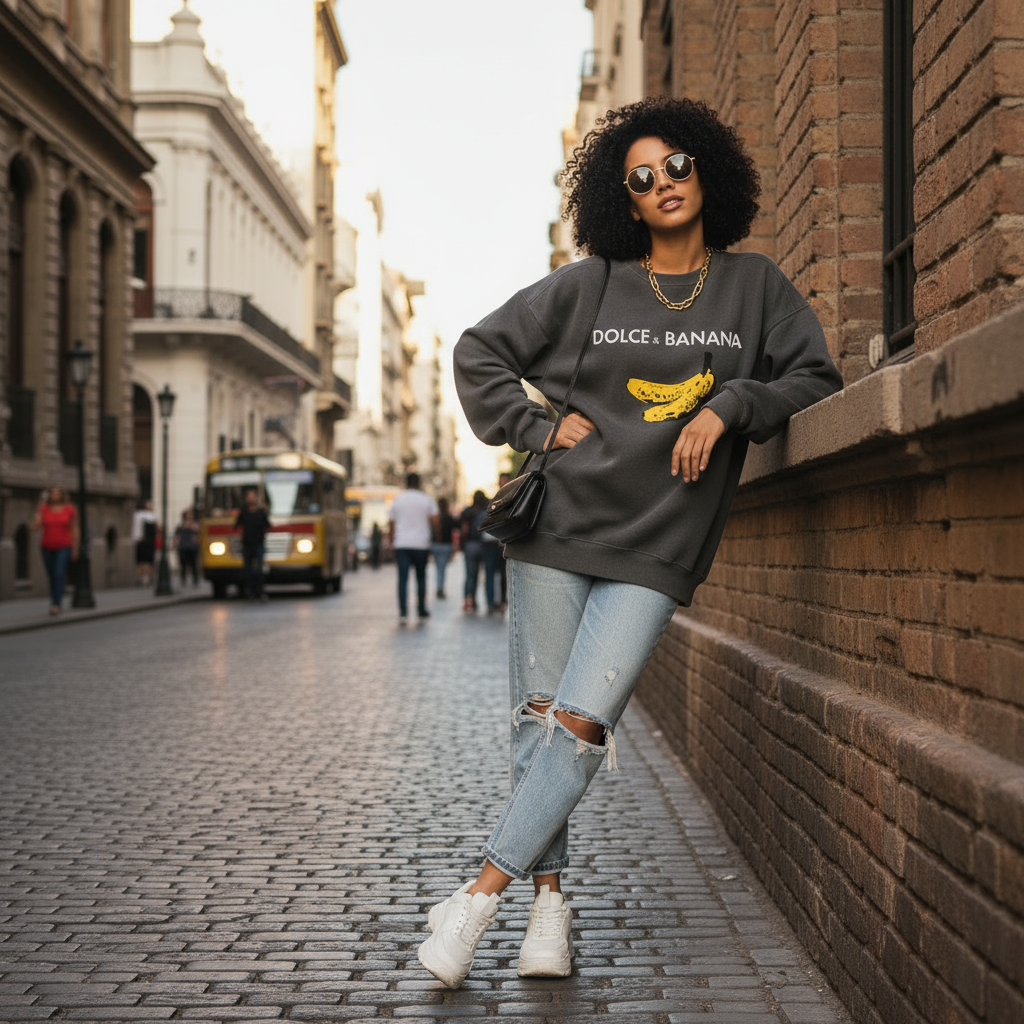 Buzo dama dolce y banana algodón