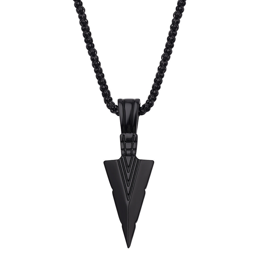 Cadena hombre mostacillas metálicas con  dije flecha vikinga
