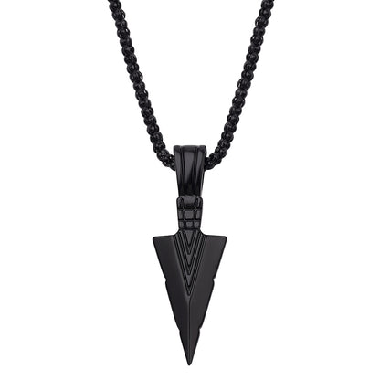 Cadena hombre mostacillas metálicas con  dije flecha vikinga