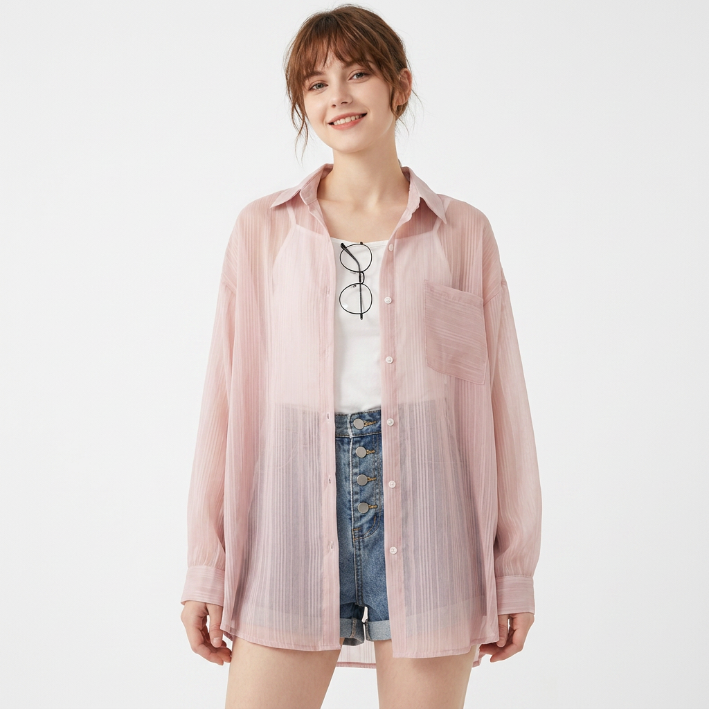 Camisa dama de shiffon suelta