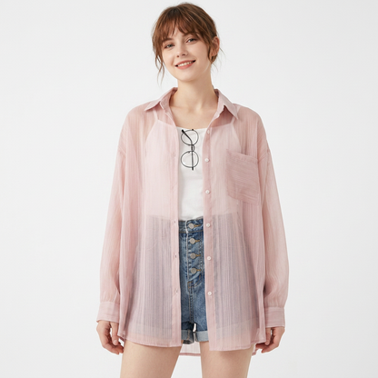 Camisa dama de shiffon suelta