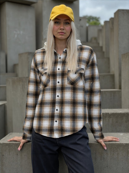 Camisa dama tartan over size boton plastico