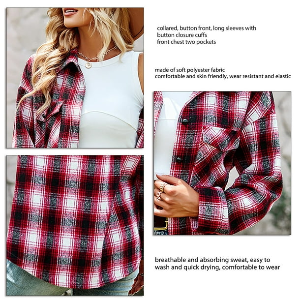 Camisa dama tartan over size boton plastico