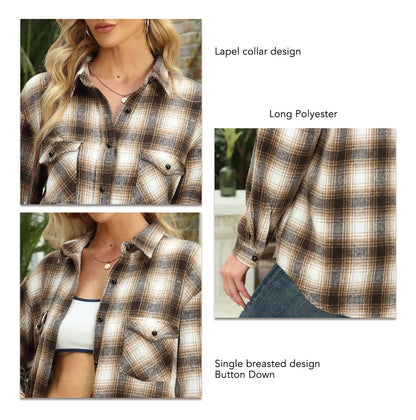 Camisa dama tartan over size boton plastico