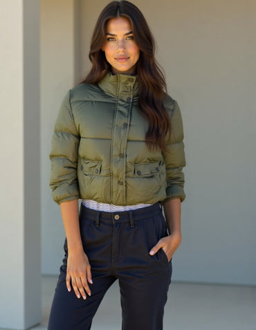 Campera dama California corta nylon inflada