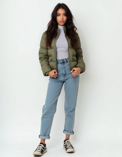 Campera dama California corta nylon inflada