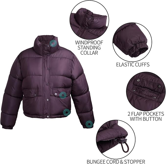 Campera dama California corta nylon inflada