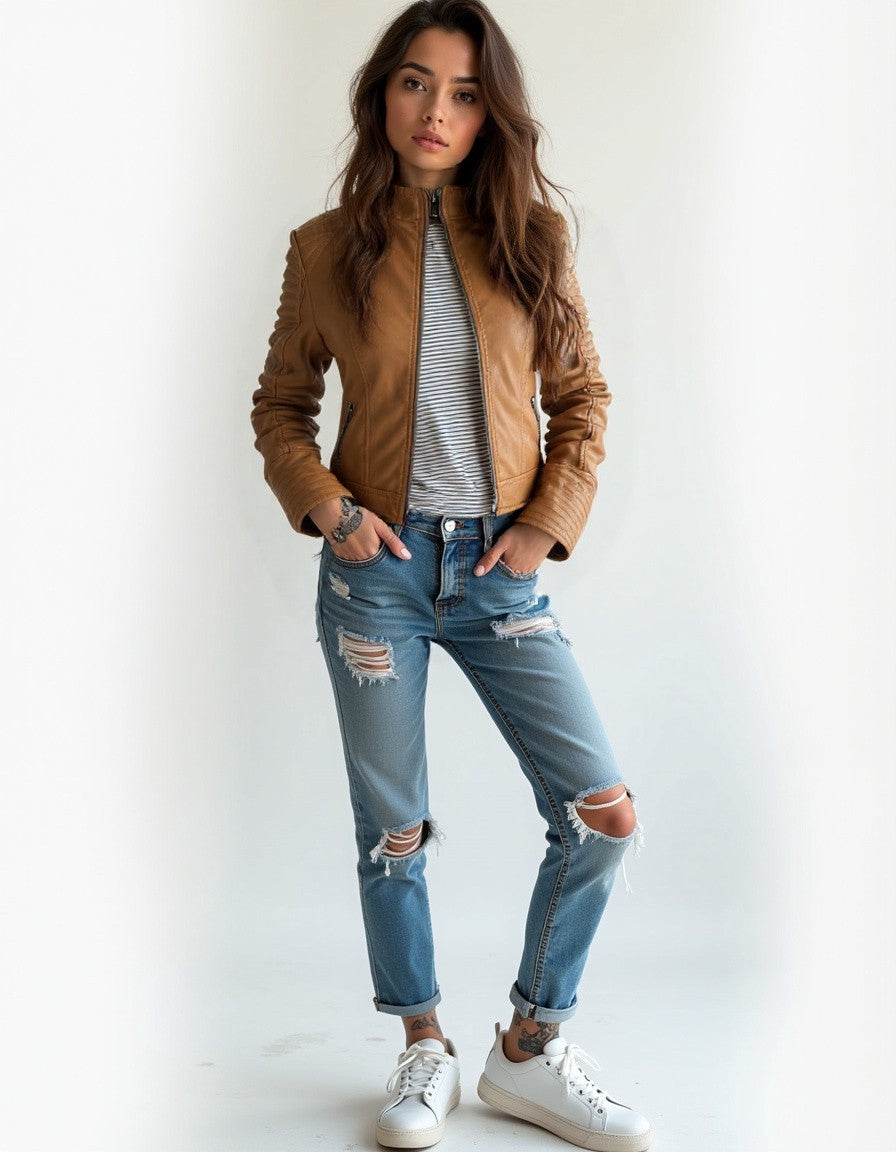 Campera dama Melaioma cuero 